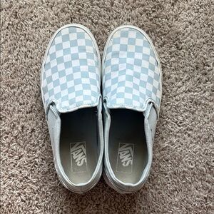 Vans Light Blue Checkered Slip-Ons